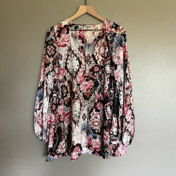 Show Me Your Mumu Jamie Tunic Mini Babydoll Dress Small Girl Tribe Mixed Printn - Picture 3 of 16